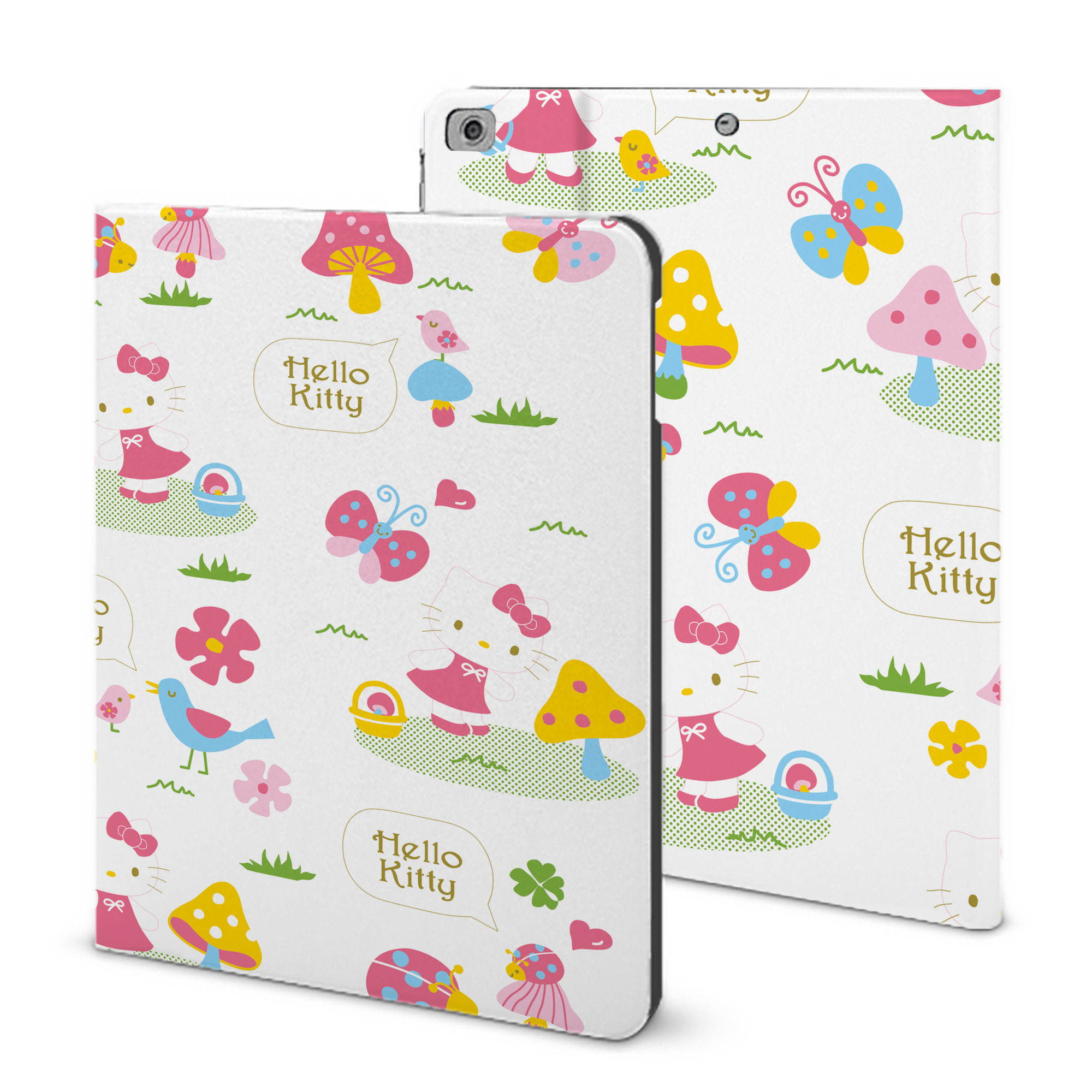 （画像用） Hello Kitty ハローキティ IPad ケース ブック型 PUレザー TPU 耐衝撃 軽量 薄型 ペン収納なし 全面保護 IPad 各モデル対応